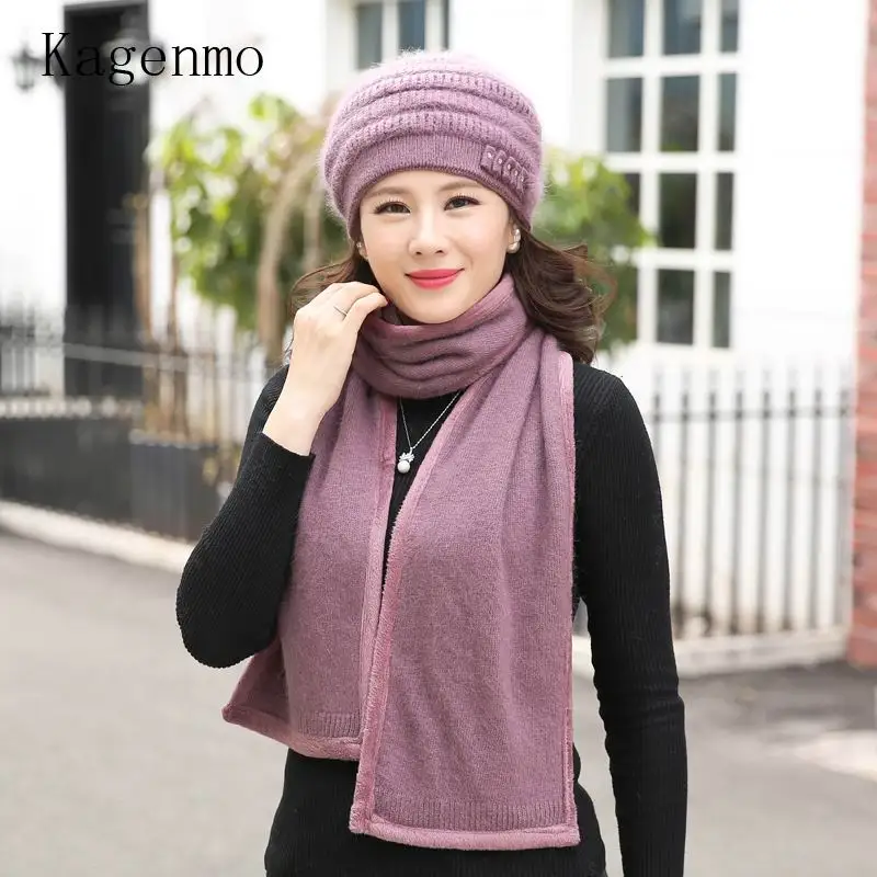 

Kagenmo Rabbit Hair Middle-Aged Hat Female Winter Middle-Aged Mother Hat Warm Old Man Hat Two-Piece Knitted Wool Beret