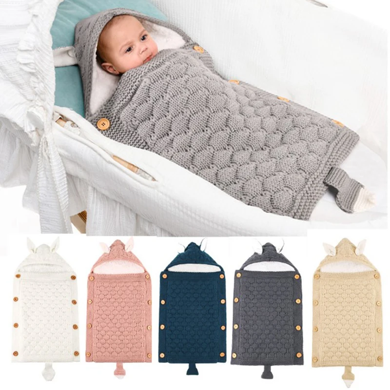 

Baby Sleeping Bags Envelopes for Newborn Stroller Autumn Knitted Infantil Bebes Swaddle Sleepsacks Discharge Cocoon Cartoon Fox