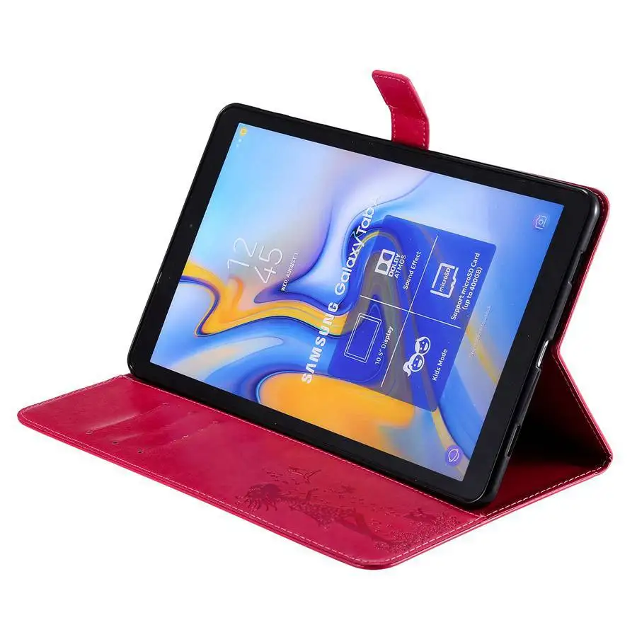 

Tab A 10.5 case Girl Cat Embossed Painted pu Leather Wallet stand Case For Samsung Galaxy Tab A 10.5 2018 SM-T590 T595 cover #R