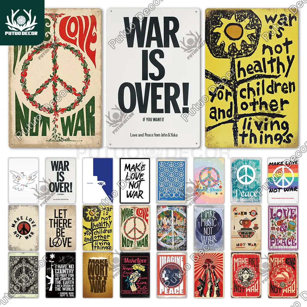 Putuo Decor Anti-war Shabby Metal Sign Tin Decorative Vintage Plate for Pub Bar Man Cave Club Room Home Wall | Дом и сад