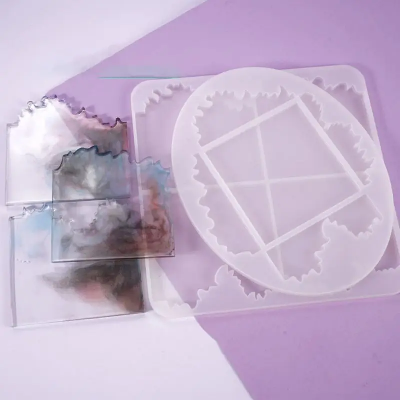 

Crystal Epoxy Resin Mold Irregular Coaster Casting Silicone Mould DIY Craft Tool