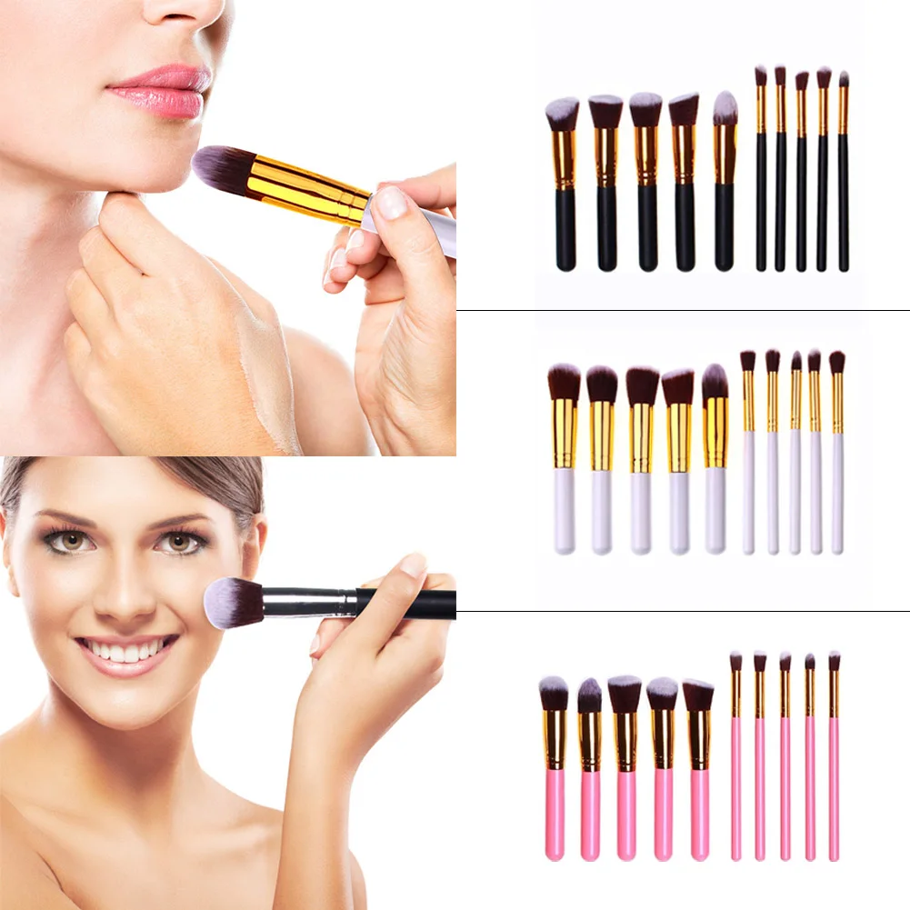 

10pcs Nylon Makeup Brushes Compact and Portable Carry Convenient Wooden Handle Eye Shadow Foundation Brush Beauty Tool