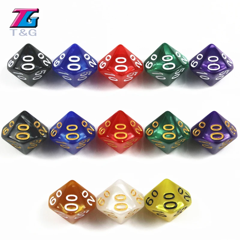 D10(00-90) игральные кости для ролевых игр 10 лиц богатые цвета настольная игра Dnd |
