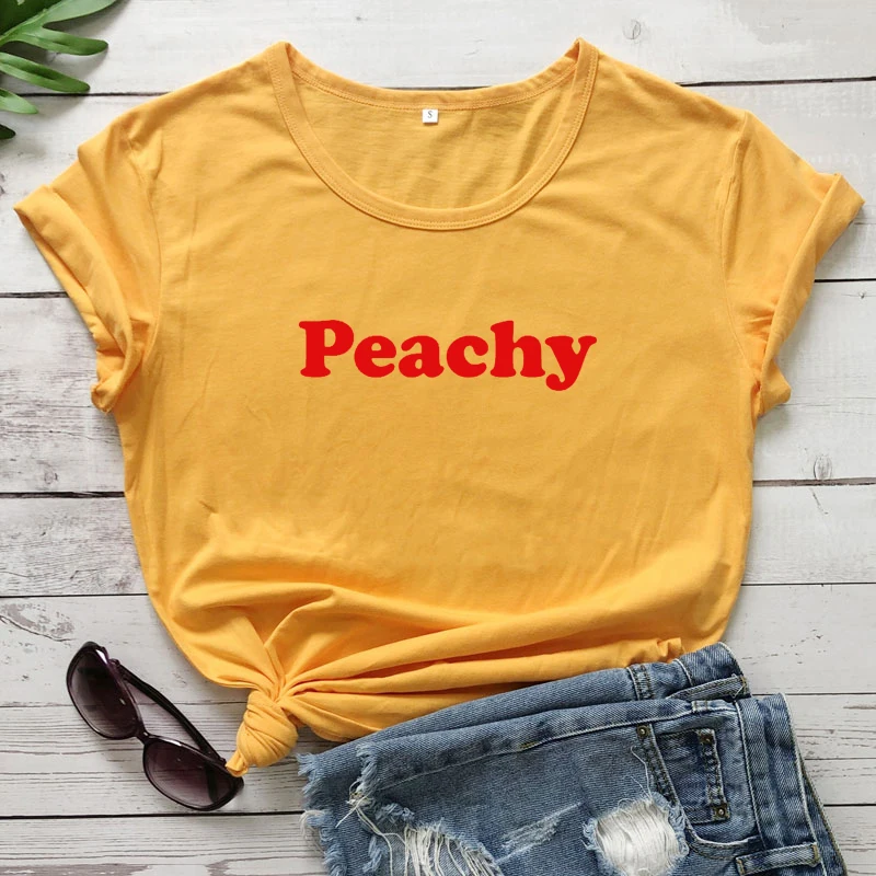 yellow-red text Персиковый красный Футболка с буквами; принт модная одежда из хлопка, размеры tumblr футболка для женщин футболки топы унисекс Графические футболки - Цвет: yellow-red text