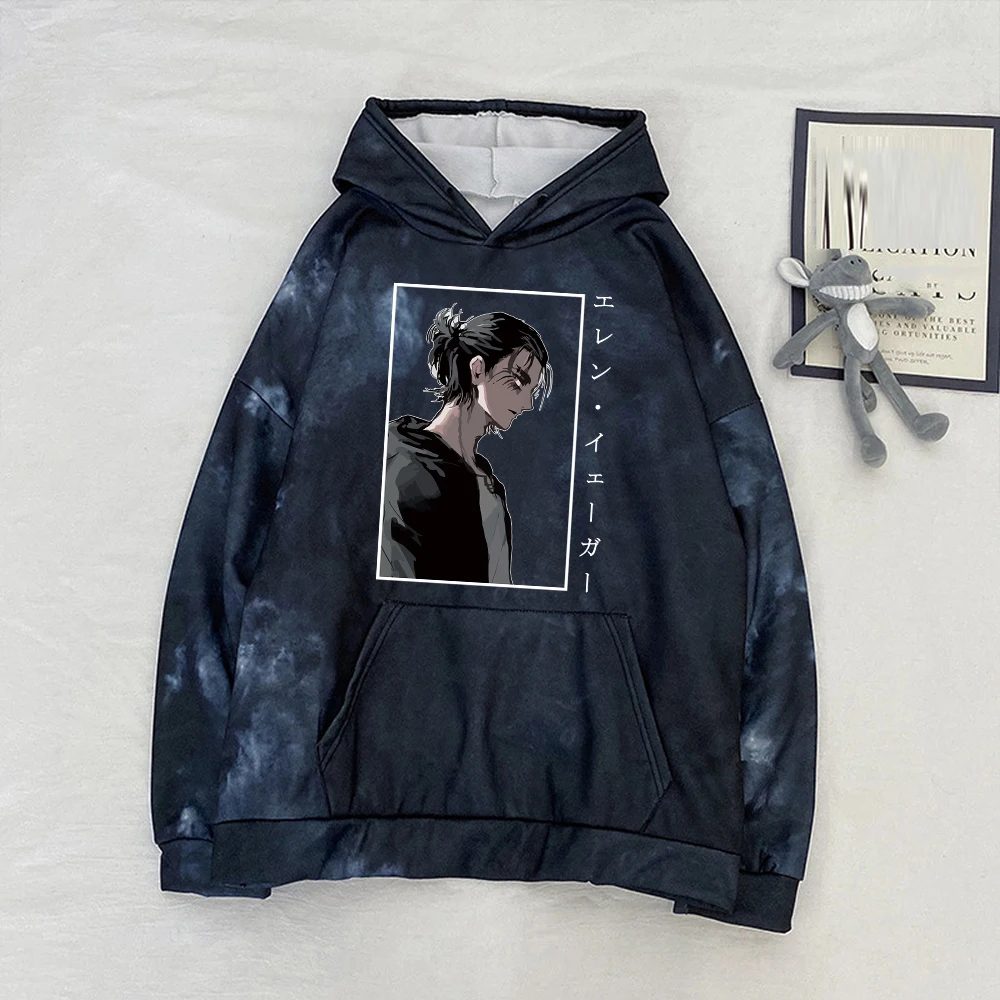 

Attack on Titan Eren Yeager Casual Sweatshirt Anime Tie-dye Long Sleeve Hoodie Pullover Harajuku