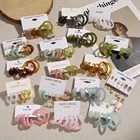 Новые корейские разноцветные акриловые винтажные геометрические C-образные серьги-кольца из смолы в стиле ретро для женщин и девочек, ювелирные украшения для вечевечерние, путешествий, подарки