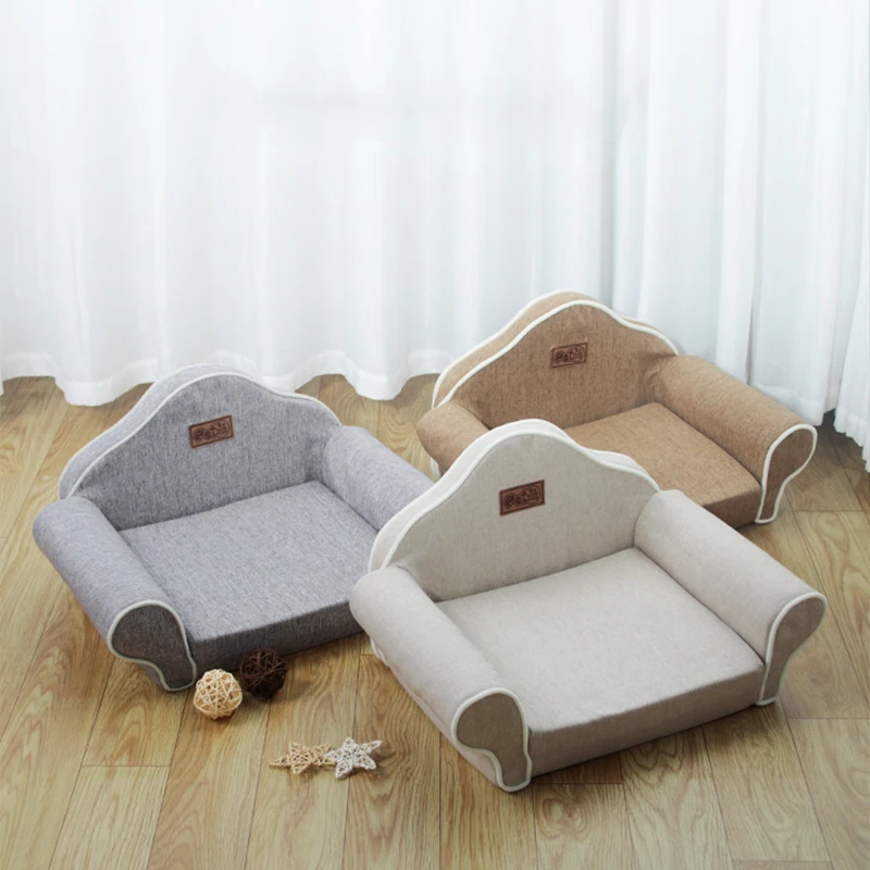 Dog Sofa Cat Soft Bed Washable Detachable Linen Material Pet Nest Supplies For Small Medium Dogs Beds Pets Accessories | Дом и сад