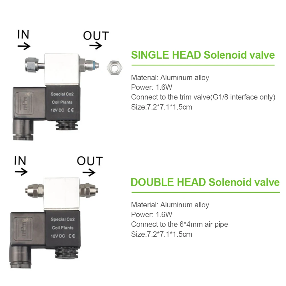 СО2 Соленоидный клапан DC 12V Выход аквариум регулятор системы Электрический