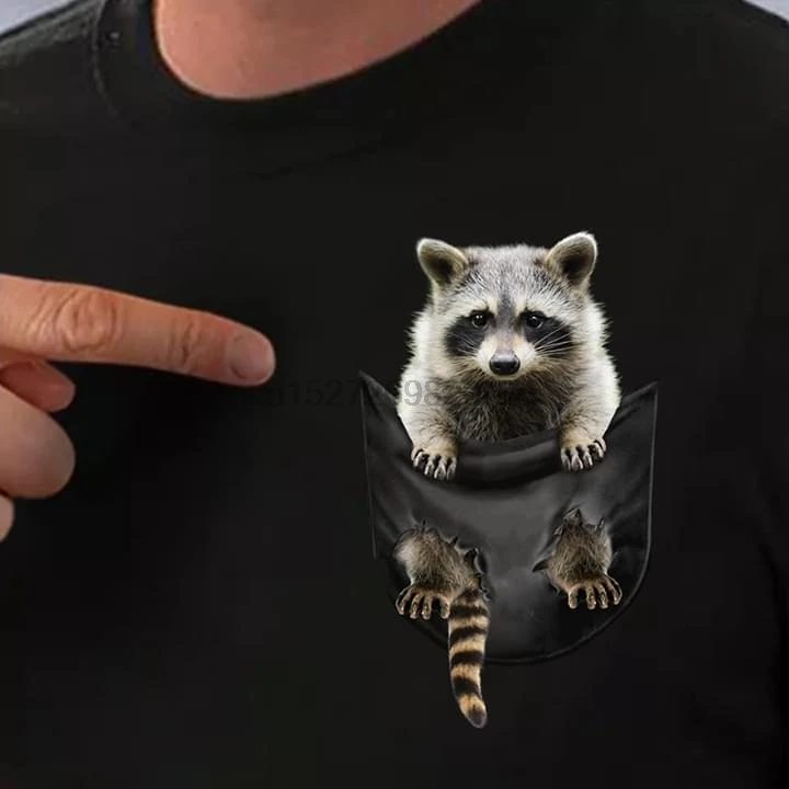 

Little Raccoon In Pocket T-Shirt