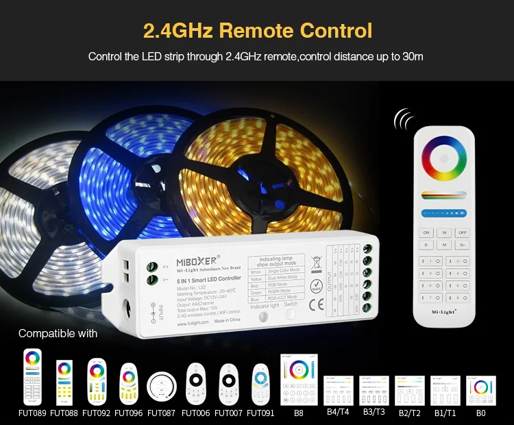 2,4G MiBOXER FUT089 8 зон дистанционного RF Диммер/LS2 5IN 1 Умный светодиодный контроллер/B8 настенная сенсорная панель для RGB+ CCT Светодиодная лента