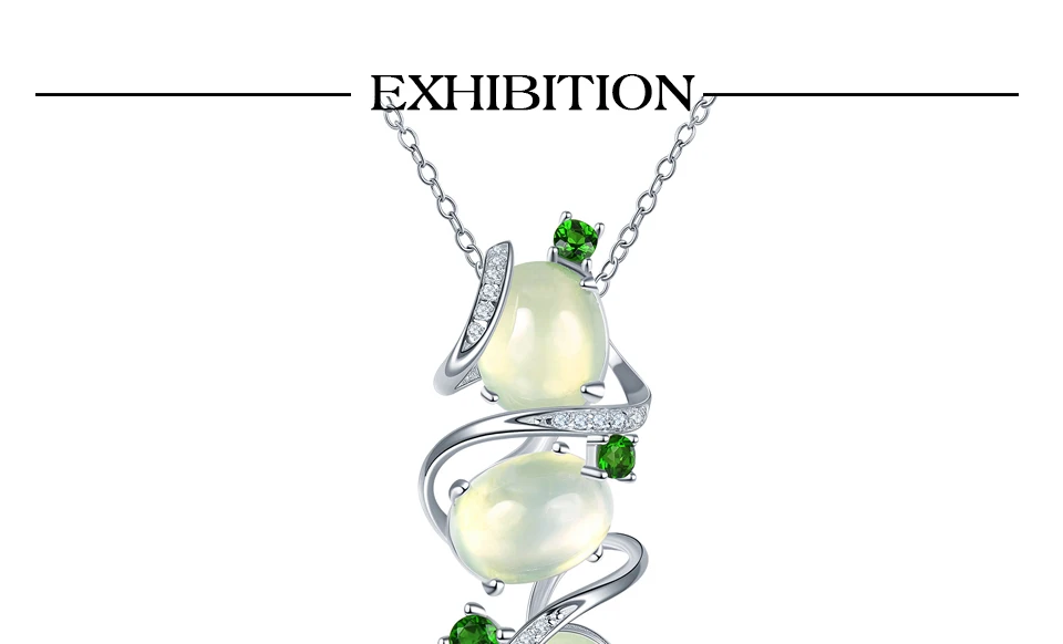 Hutang 9.57ct натуральный Prehnite женский кулон драгоценный камень диопсид Твердые 925 пробы Серебряная цепочка Изящные кубические элегантные ювелирные изделия подарок