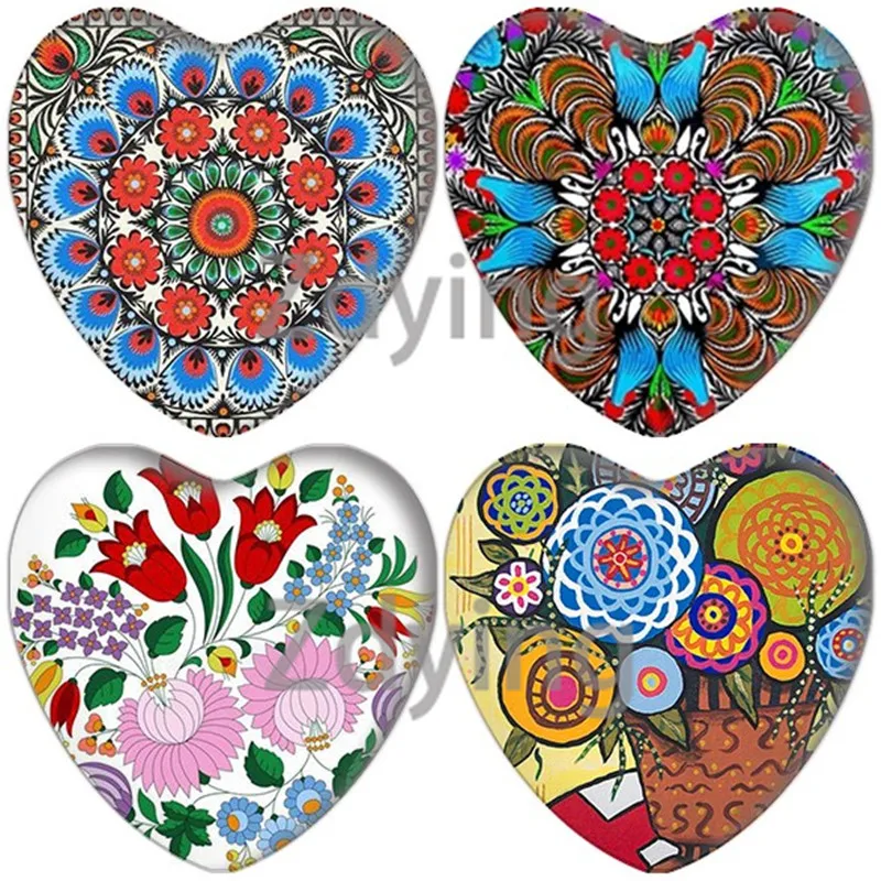 ZDYING 5 шт. 25 мм Сердце Форма Стекло короткое ожерелье с кабошоном в богемном стиле