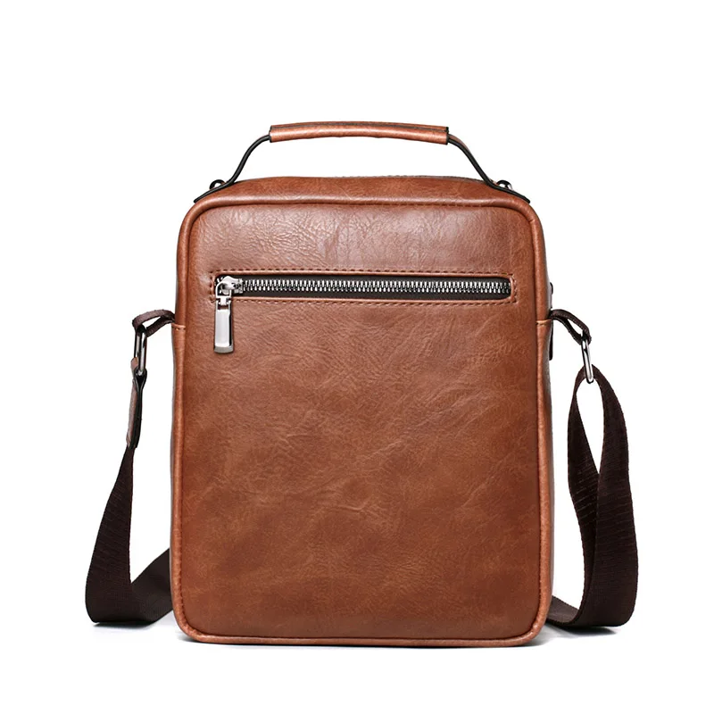 New Men's Shoulder Bag PU Material British Retro Casual Fashion Style High Quality Design Large Capacity Messenger Bag