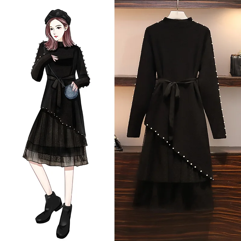 Женская одежда большого размера весна осень 2020 новое корейское трикотажное