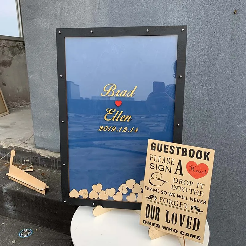 Подгоняйте деревенский деревянный Гостевая книга черная рамка