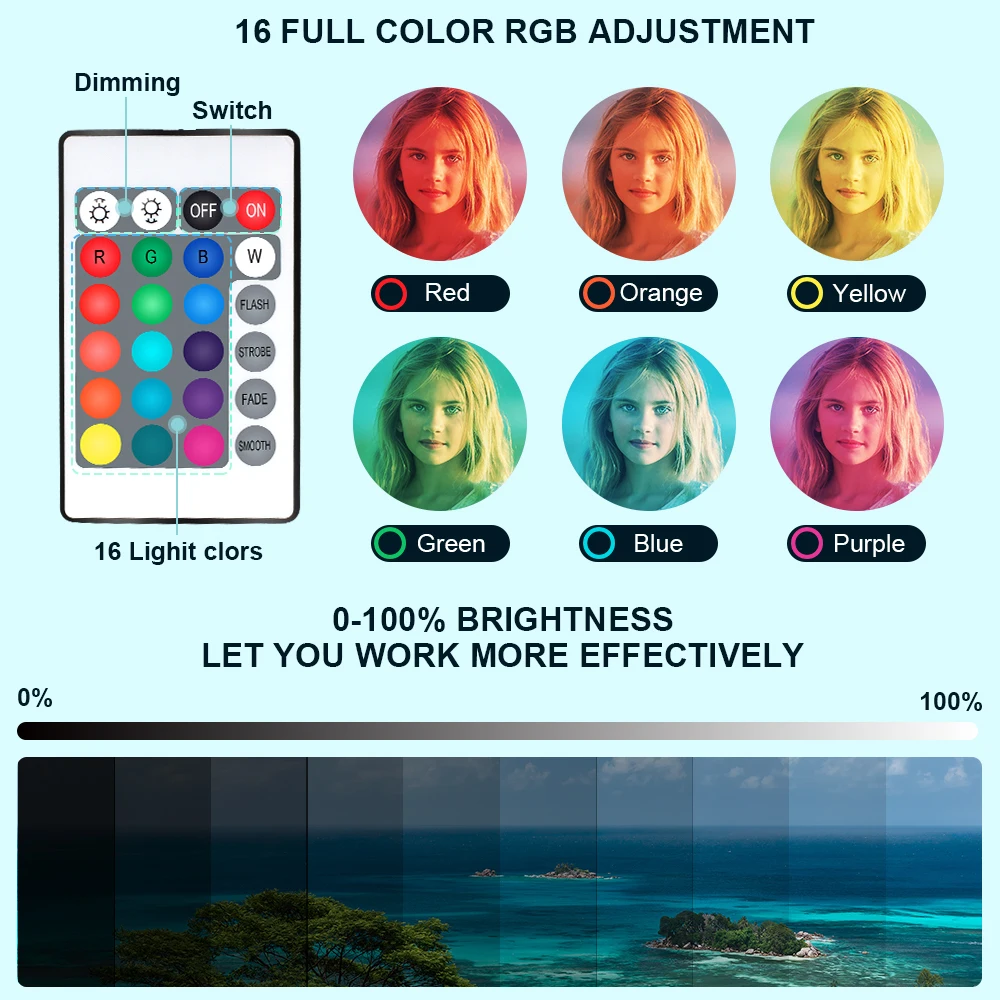 10inch26cm ring lamp rgb colorful led ring light with tripod stand rainbow with phone clip for vlogging short video youtube free global shipping