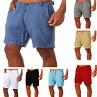 Мужские тонкие льняные шорты в японском и корейском стиле, разноцветные тонкие пляжные шорты, Гавайские шорты для отпуска из хлопка и льна