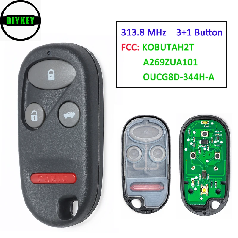 DIYKEY дистанционный ключ-брелок от машины 3 + 1 кнопка для Honda Pilot Prelude Odyssey 2002 - 2004 FCC