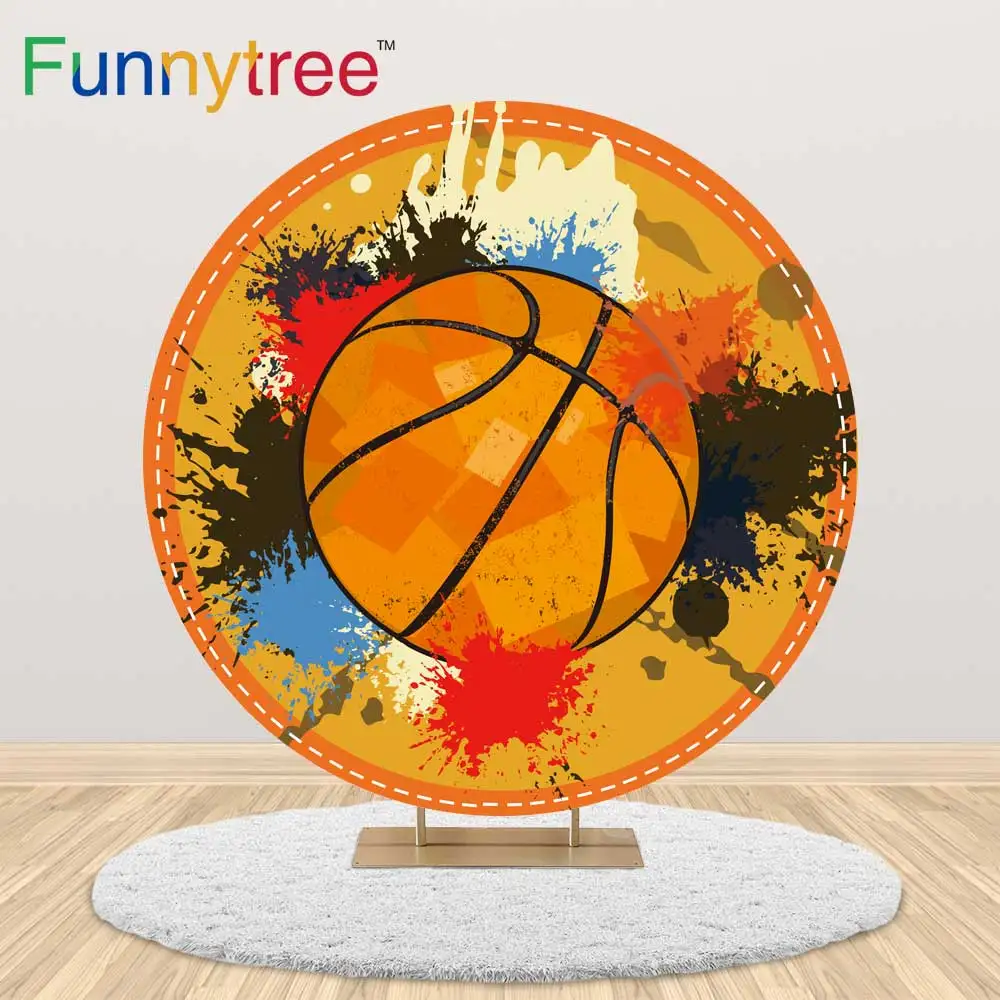 

Funnytree баскетбольный спортивный круглый задний фон для мальчиков на день рождения соревнования Чехлы для соревнований украшение для дома