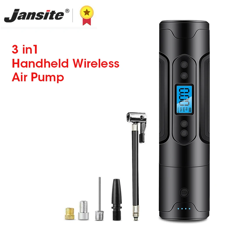 

Насос воздушный Jansite автомобильный с ЖК-дисплеем, многофункциональный портативный насос для накачки шин