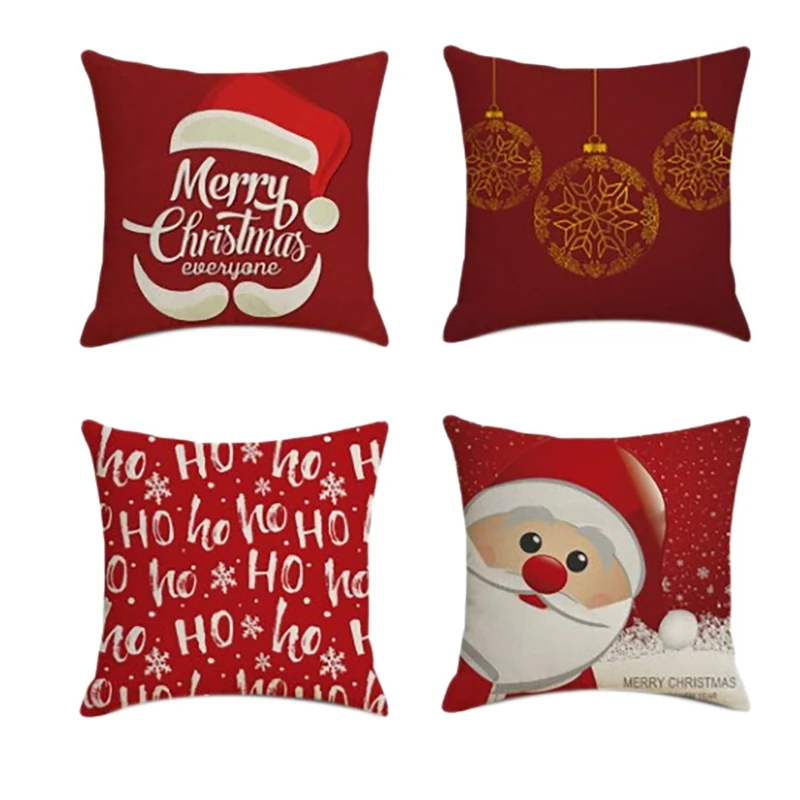 

Christmas Square Pillowcase Home Decor Linen Pillow Cases Cushion Covers for Sofa Chair Back Pattern Gift 45X45cm