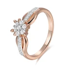 FJ женские свадебные кольца с белыми цветами и кристаллами 585 цвета розового золота