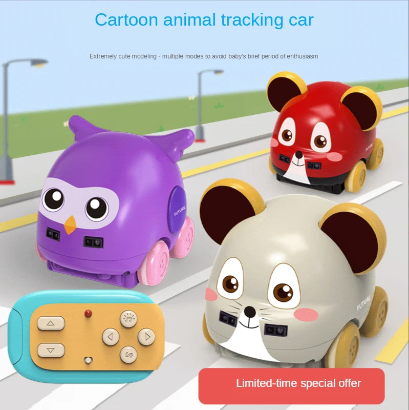 

Kid's gift mouse induction follows the barrier-avoidance intelligent sound light animal tracking remote control car electric toy