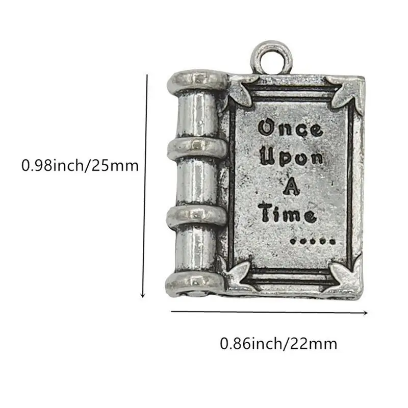 Упаковка из 10 сплав Древний серебряный &quotonce upon A Time&quot 3D форма книги DIY античный