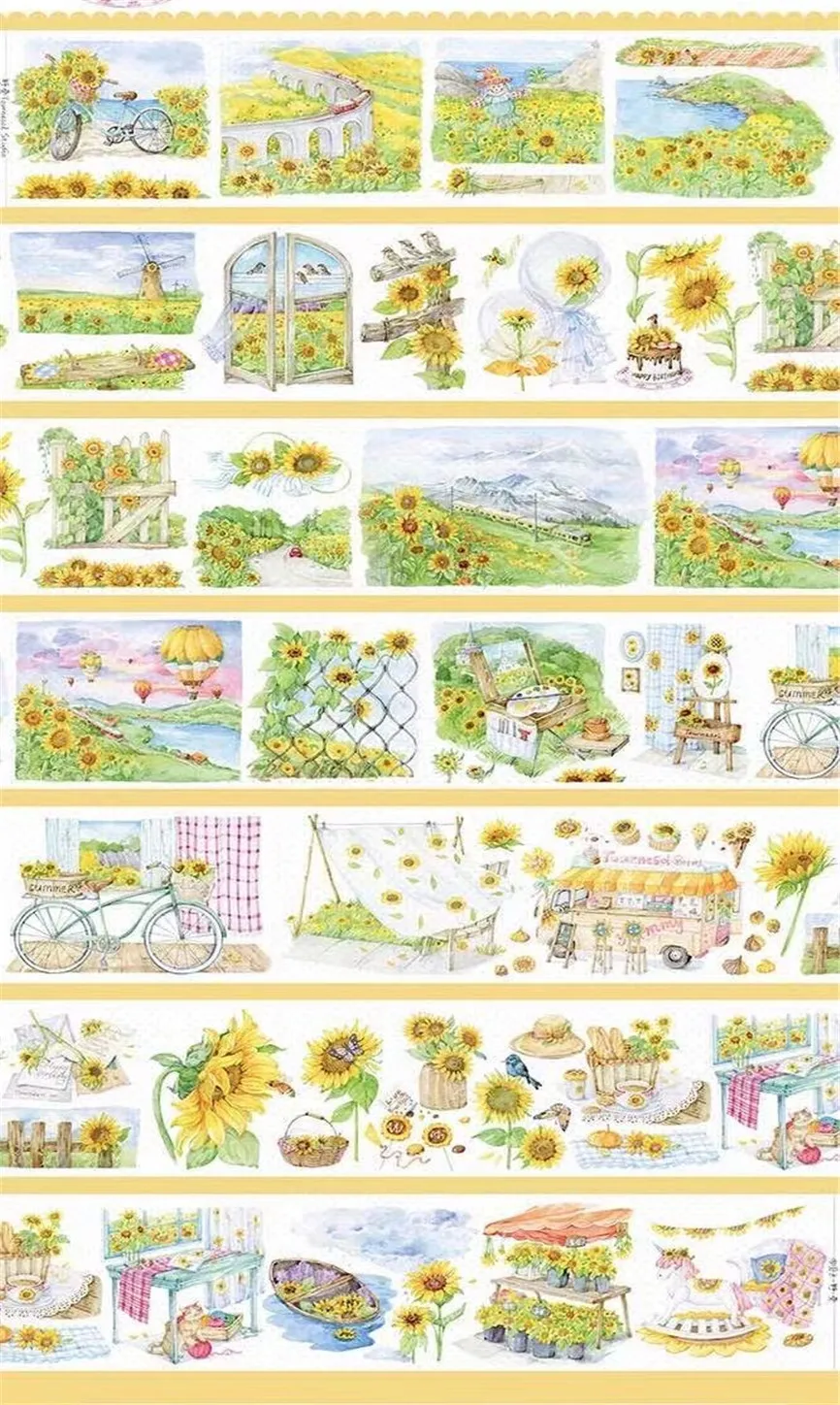 Ленты большого размера в виде подсолнуха Washi для изготовления открыток