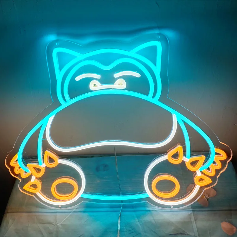 

Custom snorlax Japanese Anime led Neon Night Light Sign Home Bedroom Bar Wall Bedroom Decoration Birthday Gift Decor