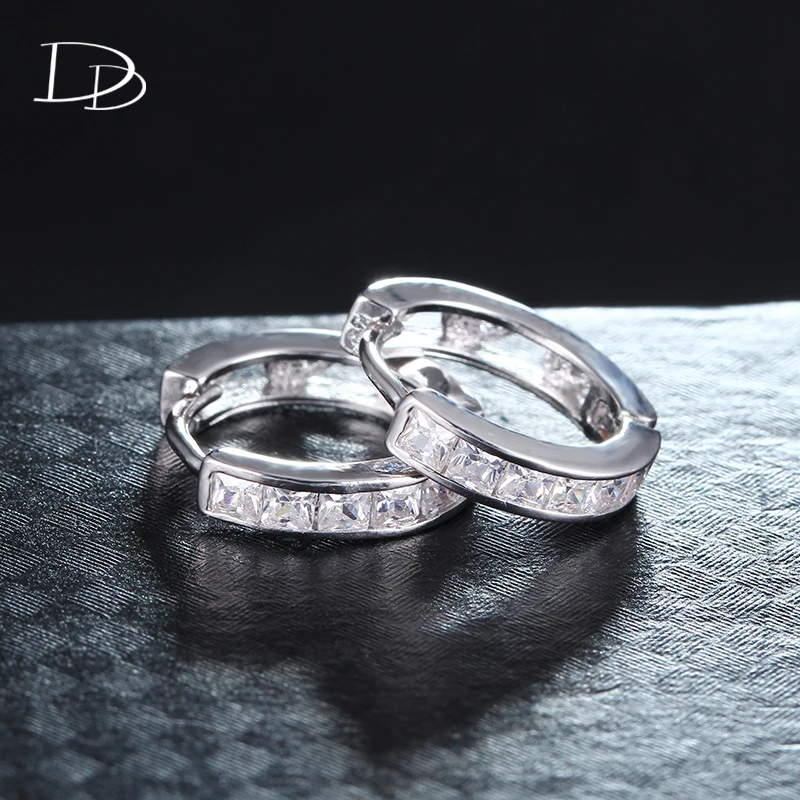 Изысканные серьги кольца с цирконом для женщин 585 Белое Золото Цвет brincos можно