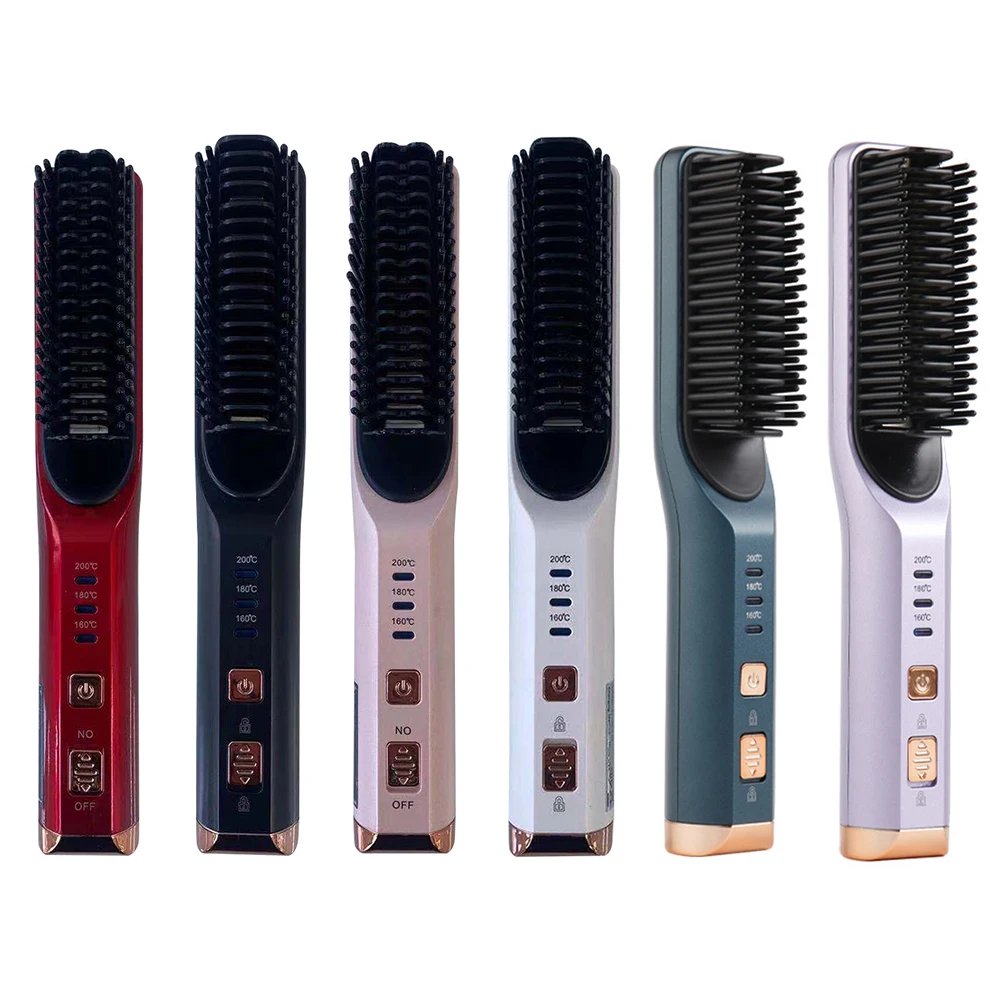 

Электрическая щетка для выпрямления волос, горячая расческа, плойка с быстрым нагревом, электрический выпрямитель для мужчин, щетка для бор...