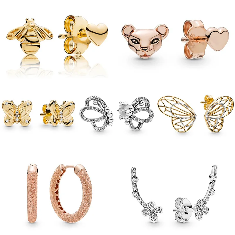 7 стилей шпильки для ушей винтажные Сияющие Бабочка цветок сливы пчела Лев