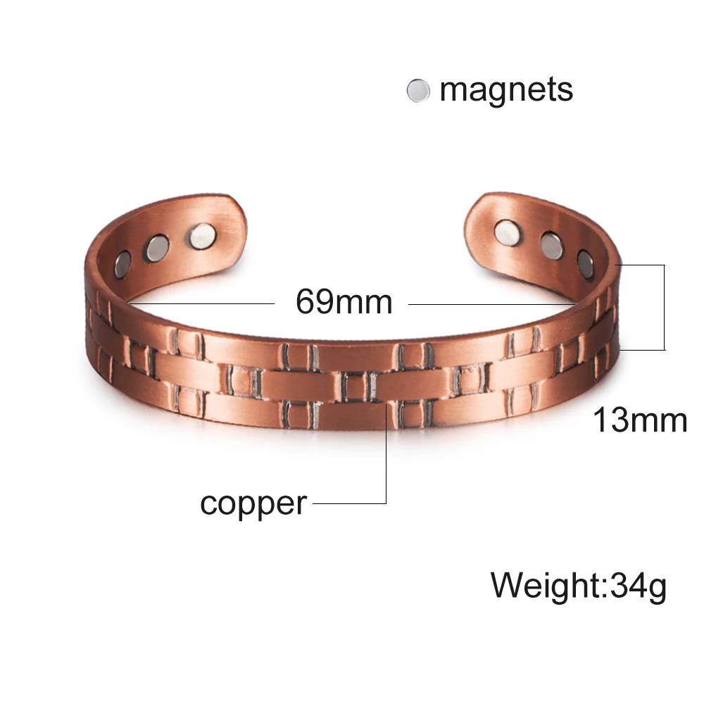 

Cross Copper Bracelet Men Vintage 13mm Adjustable Cuff Bracelet Male Health Energy Therapy Magnetic Bracelet Benefits Arthritis