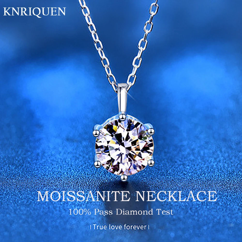 

2021 Trend 925 Soild Silver 1ct 2ct Moissanite Diamond Pendant Necklace for Women Wedding Party Fine Jewelry Anniversary Gift