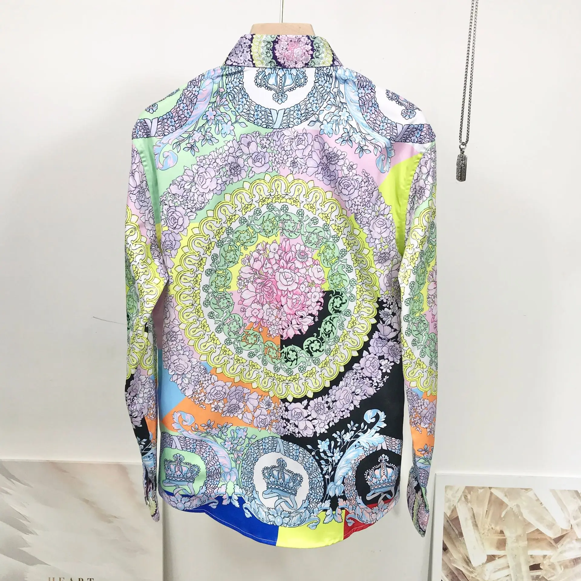 Spring Summer Chic Men/women's floral print long sleeves Shirts Europe style Men's high quality casual Shirt Tops C336