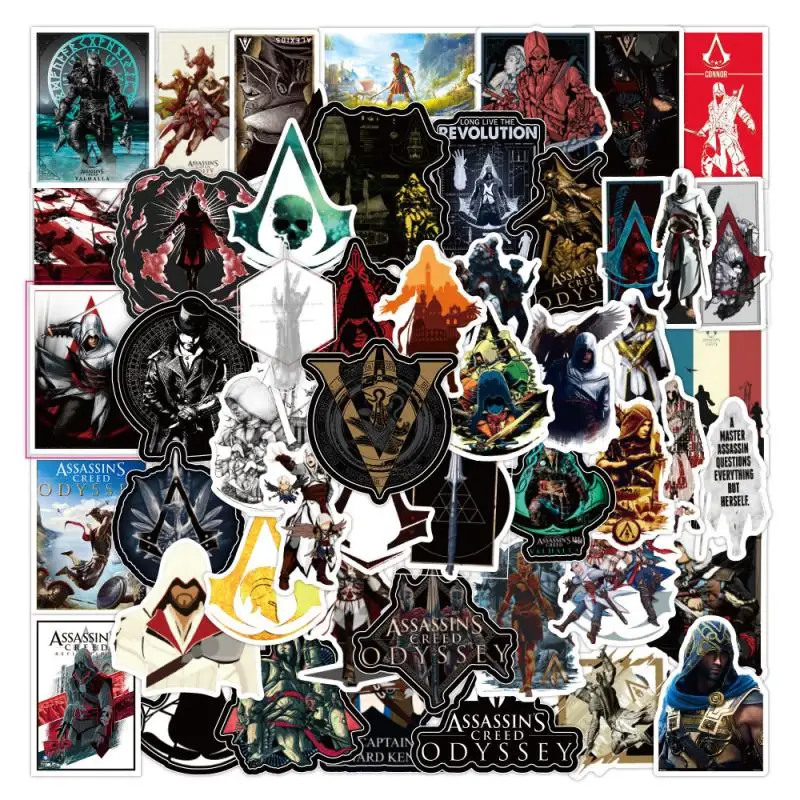 

10/30/50/100Pcs Assassin's Creed Stickers Cartoon Classic TV Anime Sticker Laptop Waterproof Graffiti Decals Kids Classic Toys