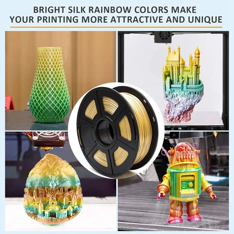 

Silk Gold PLA Filament 1.75mm, 3D Printer Filament 1KG/2.2LB Silk Gold