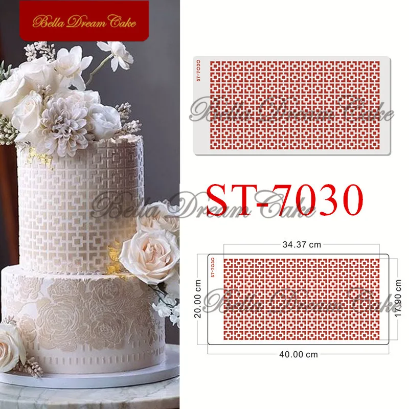 

Mini Square Pattern Cake Stencil PET Chocolate Cake Side Stencils Template DIY Lace Layered Mold Cake Decorating Tool Bakeware