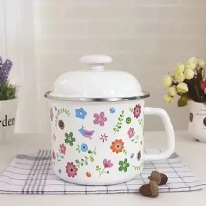 Молочный горшок для супа эмалированный чашка воды 16 см молока 1 8л миска лапши