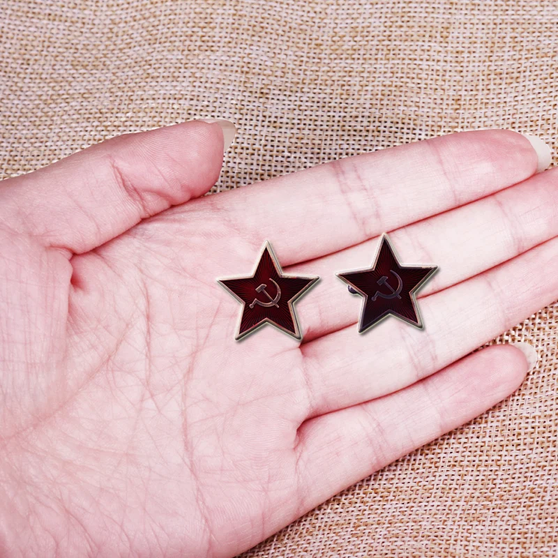 

Vintage Russia Soviet Red Star Hammer Sickle Cufflinks Pair Men Shirt Accesories