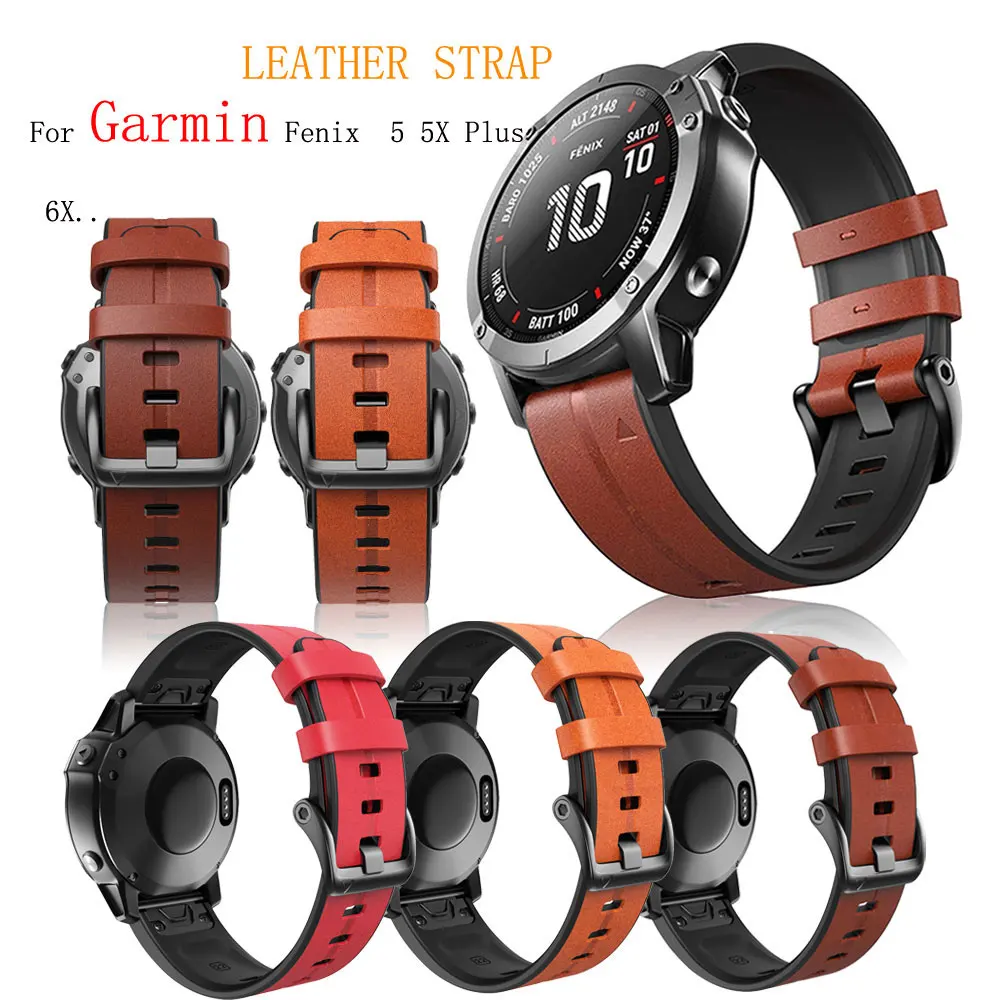 

Ремешок для часов 26/22 мм, официальный кожаный ремешок для Garmin Fenix 6, 6 Pro, 6X Pro, 5, 5X, 5 Plus, 3Hr 935, силиконовый ремешок для часов Fenix6 Fenix5