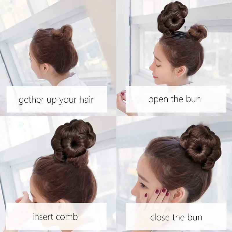MUMUPI Для женщин цветок Форма шиньон парик заколки для волос резинка в форме