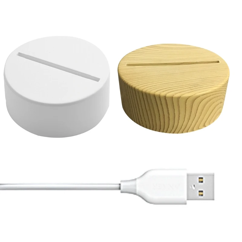 

1Pcs 3D Night Light Luminous Base Handmade LED Light 3D Crystal Glass Resin Art Display Base Decoration Night Light Base