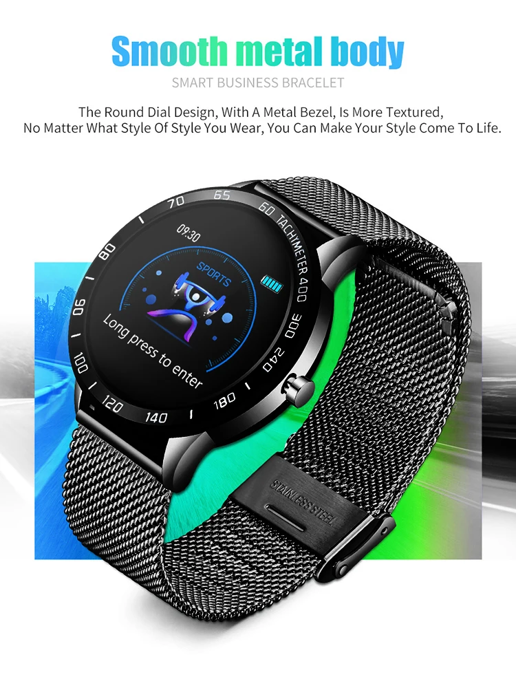 lige 2019 new smart watch men oled color screen heart rate blood pressure multi function mode sport smartwatch fitness tracker free global shipping