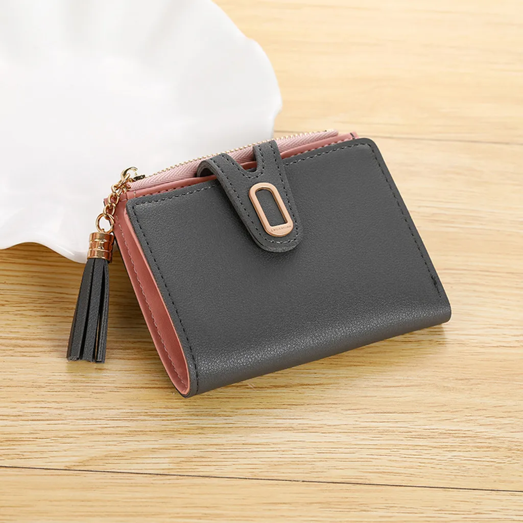 Женский кошелек с кисточкой 2020 маленький симпатичный женские короткие кожаные
