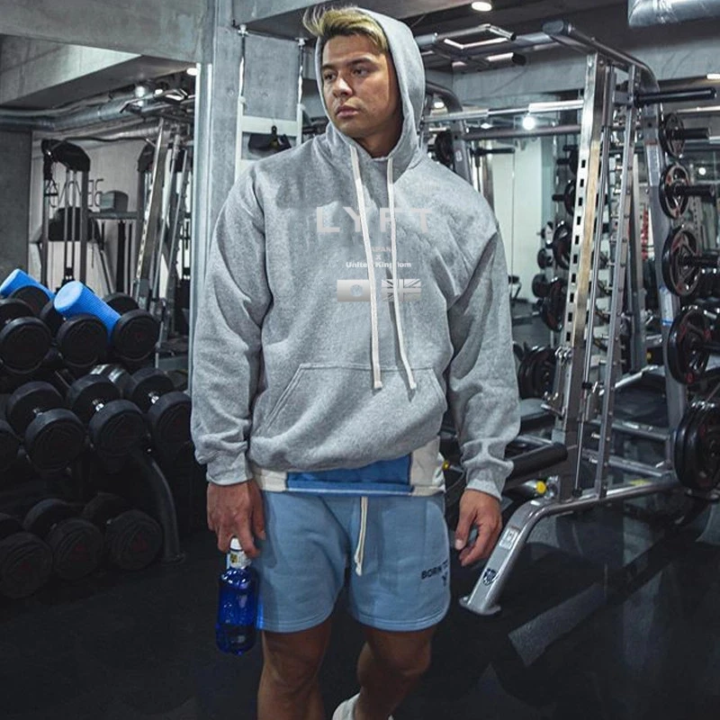

JAPAN&UK 2020 Men Running Gym Hoodies Cotton Fitness Bodybuilding Sweatshirt Sportswear Male Workout Hooded Jacket Clothing
