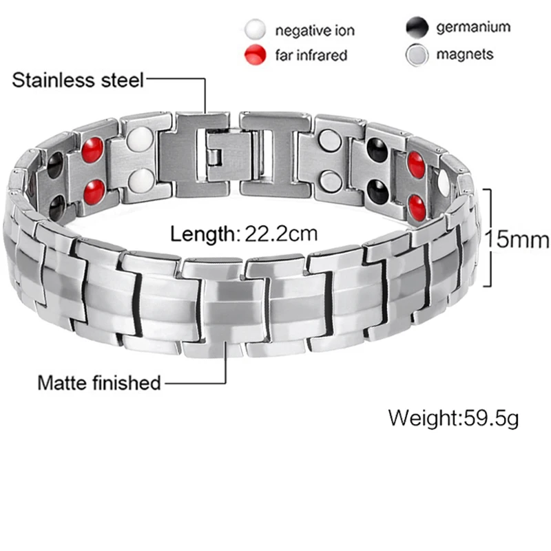 Мужской чистый Титановый стальной магнитный браслет для мужчин 4 в 1 магниты
