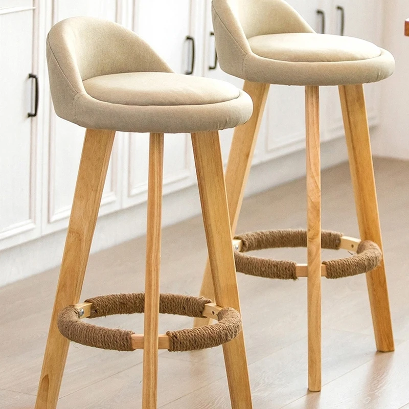 

Wooden Modern Bar High Chairs Waiting Hotel Simplicity Backrest Small Home Lounge Counter Stool Sillas Dining Chairs JW50BY