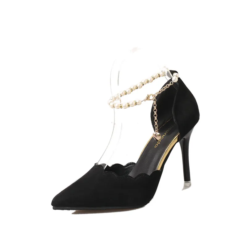 

Women's high heels pointed black sexy stiletto single shoes spring and autumn new red women's shoes